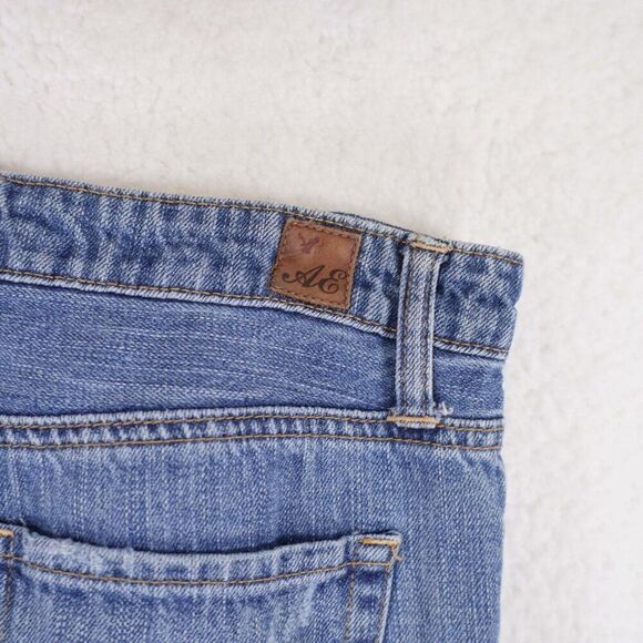 American Eagle Blue Factory Distressed Denim Jeans 4R 32/26 Mid Rise - Picture 8 of 13